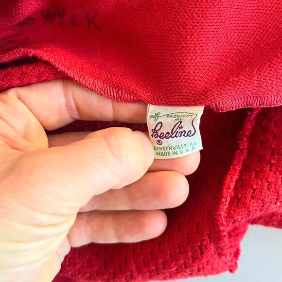 Vintage Beeline Fashions Size S? Red Double-Breasted Knit Cardigan Jacket - Picture 2 of 10